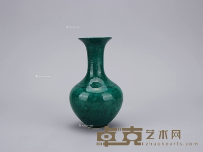 清 孔雀绿釉油瓶 高15cm；腹径9.5cm