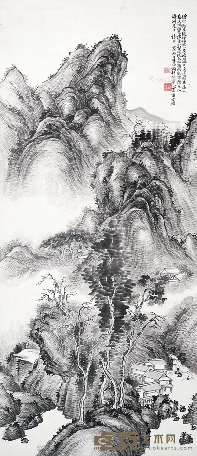 郭味蕖 云山萧寺图 立轴 125×53cm