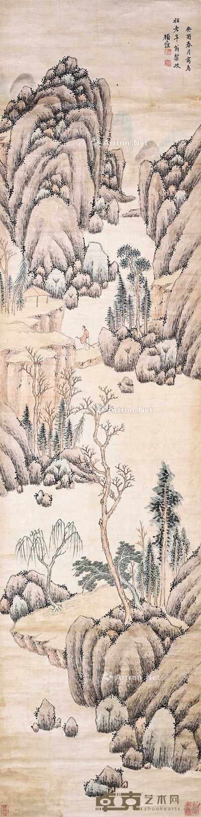 顾正谊 溪树高岭 立轴 180×44cm