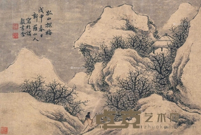 华喦 孤山探梅 镜框 31×46cm