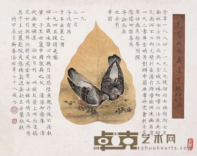 金章 鸽子 卡纸 21×16cm