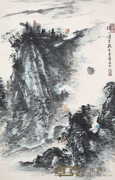 陶一清 松山图 立轴 76×48cm