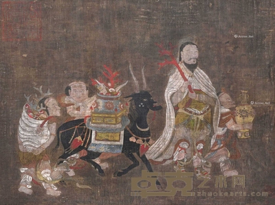 佚名 胡人进贡图 镜片 50×68cm