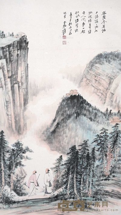 张大千 策杖访友 立轴 102×57cm