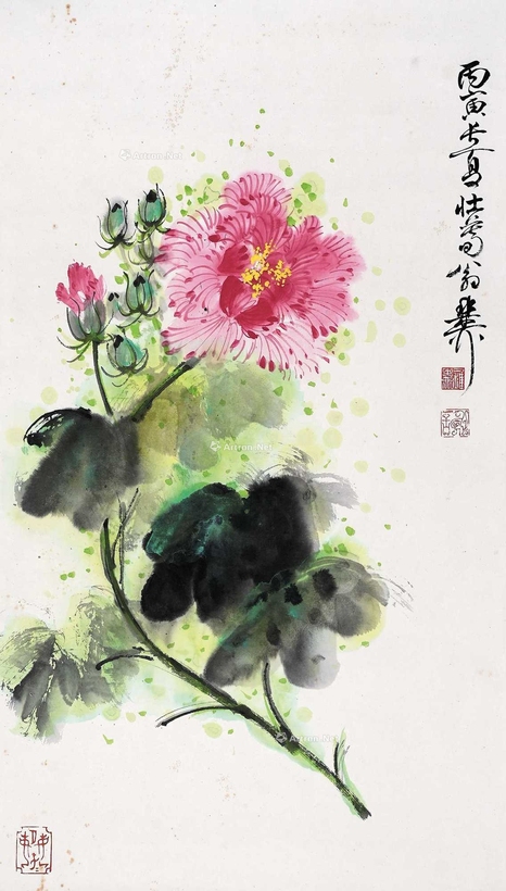 谢稚柳 芙蓉花卉 立轴