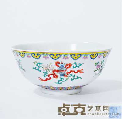 清道光 粉彩八宝纹碗 直径19cm