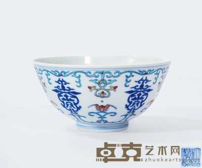 清道光 斗彩福寿碗 直径13cm