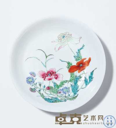 清雍正 粉彩花卉纹盘 直径14.9cm