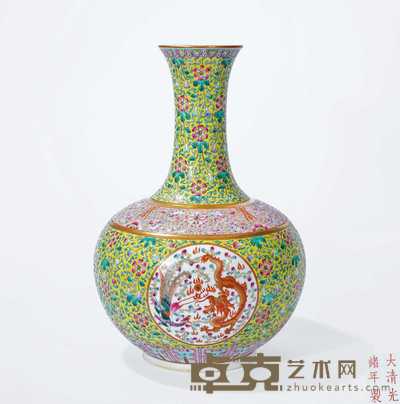 清光绪 粉彩龙凤纹赏瓶 高35cm