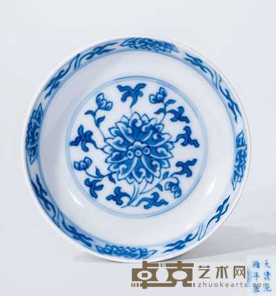 清光绪 青花缠枝莲小盘 直径10cm