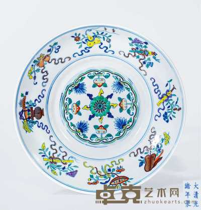 清光绪 斗彩暗八仙盘 直径20.5cm