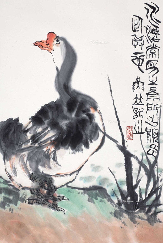 李燕 鹅 立轴