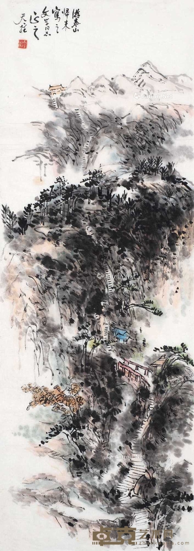 梁天柱 忆写泰山 软片 98×35cm