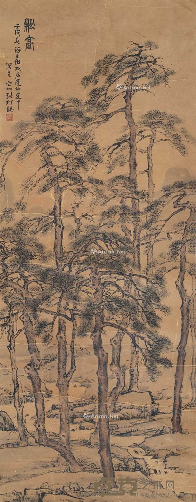 张仃 1982年作 松高 镜心 108×42cm