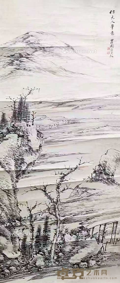 张敔 仿元人笔意图 立轴 128×46cm