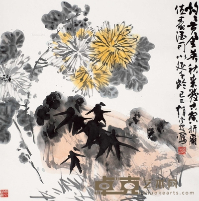 赵宁安 菊花 立轴 67.5×66cm