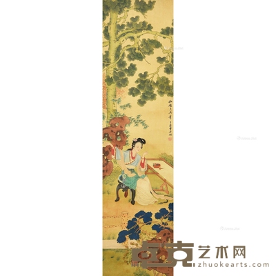 费丹旭 款 仕女图 立轴 116×30cm