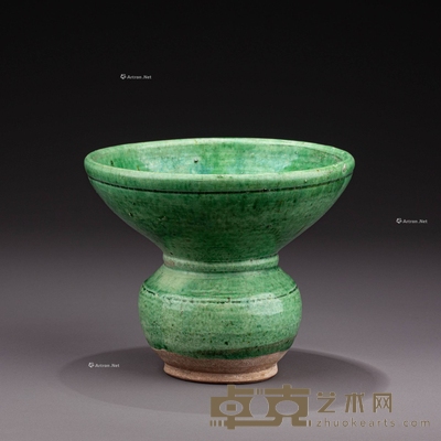 元 绿釉渣斗 W:16cm H:13cm