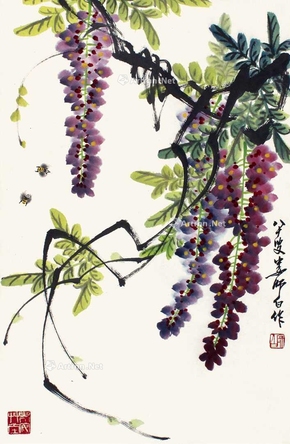 娄师白 紫藤蜜蜂 立轴