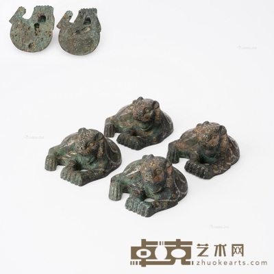 西汉 错金银狮镇 一组四件 H4.3cm L7.7cm W7cm×4