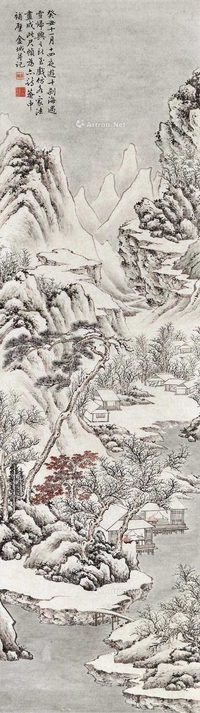 金城 癸丑（1913年）作 雪溪静读 立轴