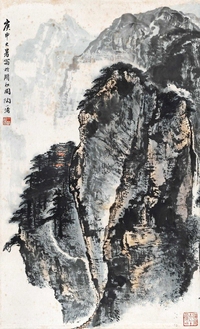 陶一清 庚申（1980年）作 高崖山寺 立轴