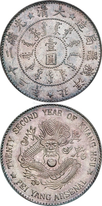 光绪二十二年北洋机器局造壹圆银币/PCGS AU58