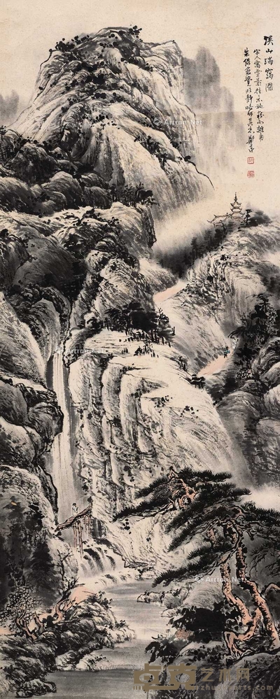 郑午昌 溪山瑞霭图 立轴 129.5×42cm