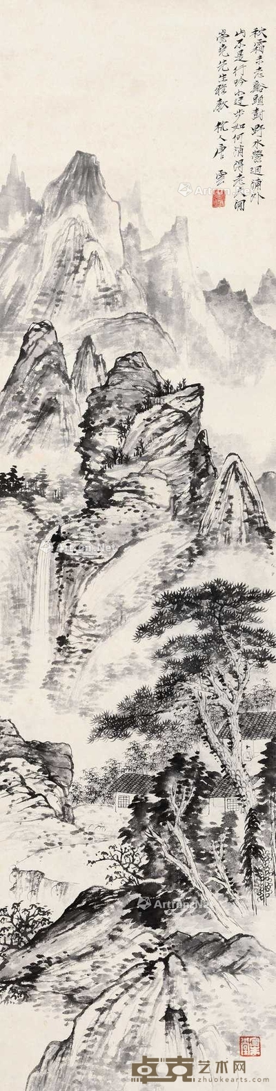 唐云 山水 立轴 133×34cm