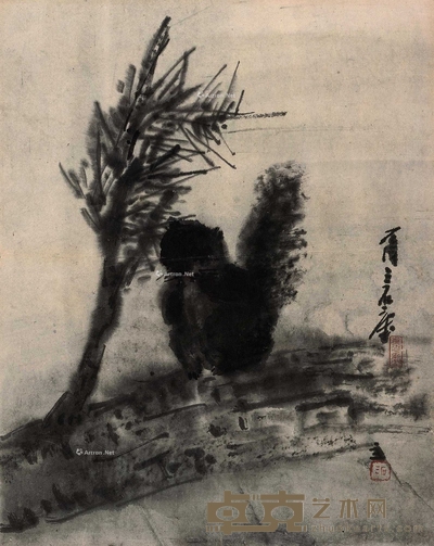 曾宓 松鼠 镜框 33×26cm