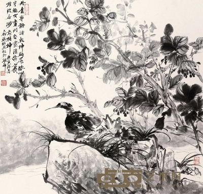 韩璐 花鸟 镜框 68×68cm