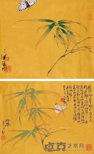 郑力 花卉 单片 34.5×41.5cm×2