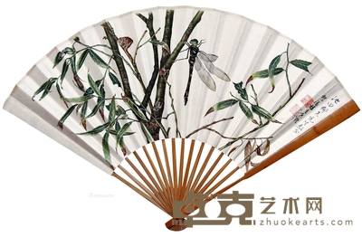 何香凝 花鸟成扇 成扇 18×50cm