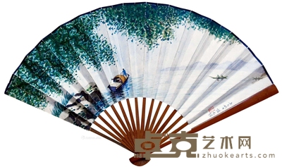 颜文樑 山水成扇 成扇 13×40cm