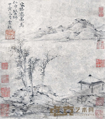 倪瓒 山水 立轴 30×27cm