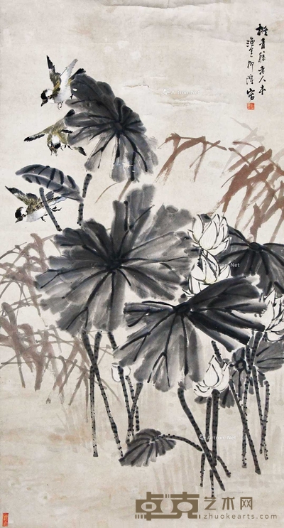 柳滨 荷塘清趣图 立轴 142×77cm