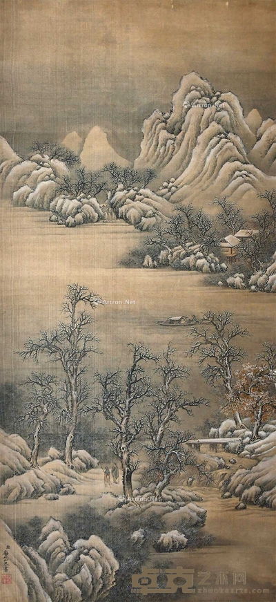 唐岱 雪霁图 立轴 96×43cm