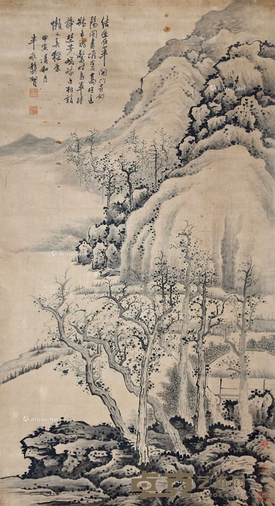 龚贤 半山结屋 立轴 131×71cm