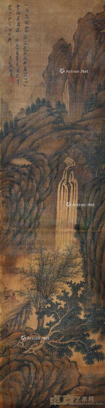 佚名 高士观瀑图 立轴 158×40cm