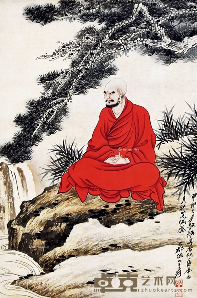 张大千 红衣罗汉 立轴 52×34cm