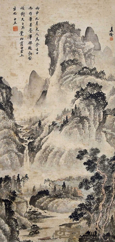 佚名 山水 立轴 81×38cm