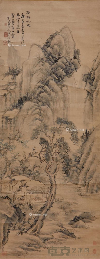 华嵒 庚子1720年 兰邻竹友 立轴 132cm×52cm