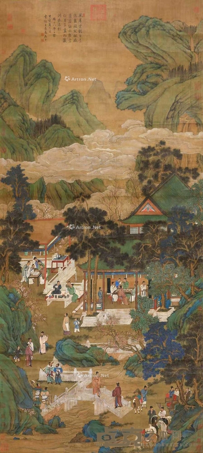 仇英 明代 十八学士登瀛洲图 镜片 222cm×102cm