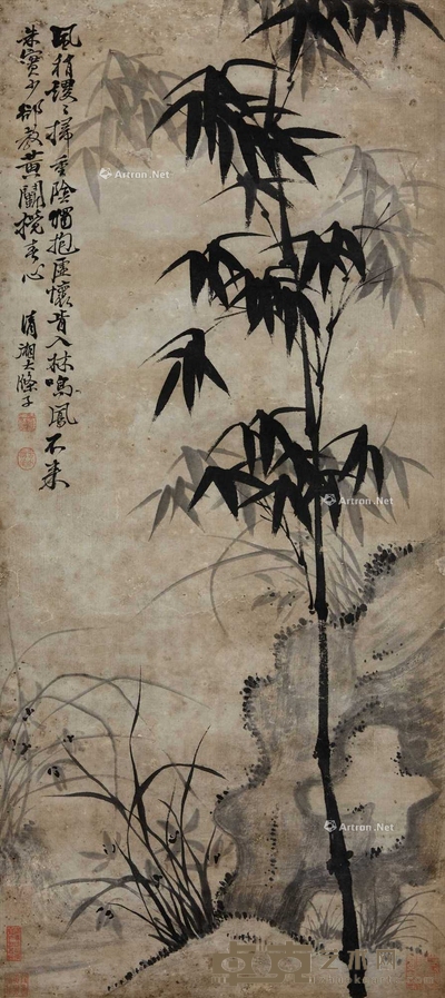 石涛 竹石图 立轴 84cm×37cm