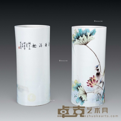 程意亭 帽筒 （一对） 高28cm