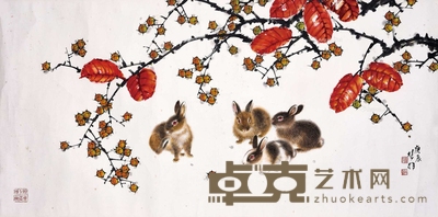 方楚雄 玉兔图 镜片 68×137cm