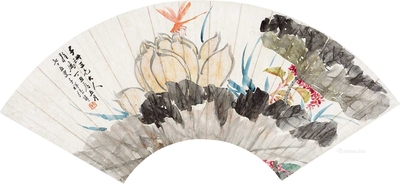 张熊 丁丑（1877）年作 香远益清 扇片