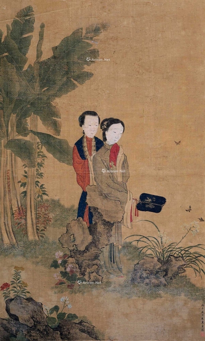 焦秉贞 丙午（1666）年作 扑蝶图 立轴