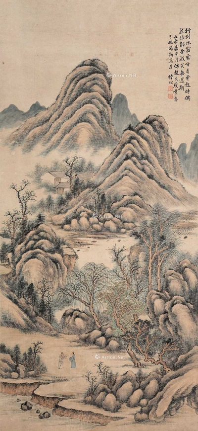 陆恢 壬辰（1892）年作 访友图 立轴
