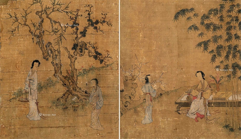 佚名 仕女图 （二幅） 册页片